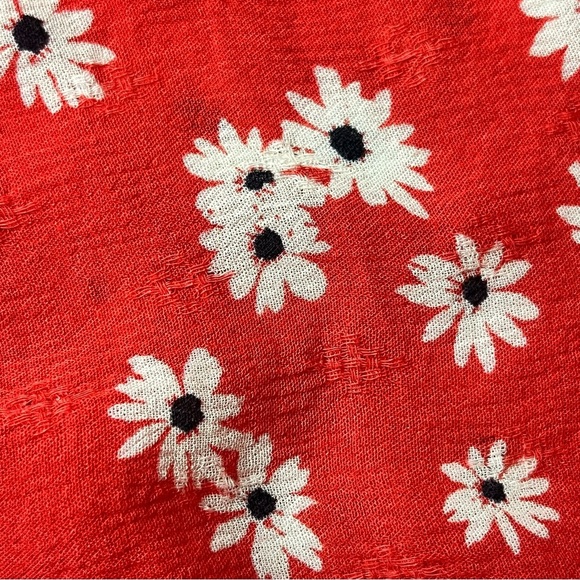 American Eagle Red Daisy Crop Top Boho Beach Peasent Y2k Retro Preppy Casual M - Picture 11 of 11